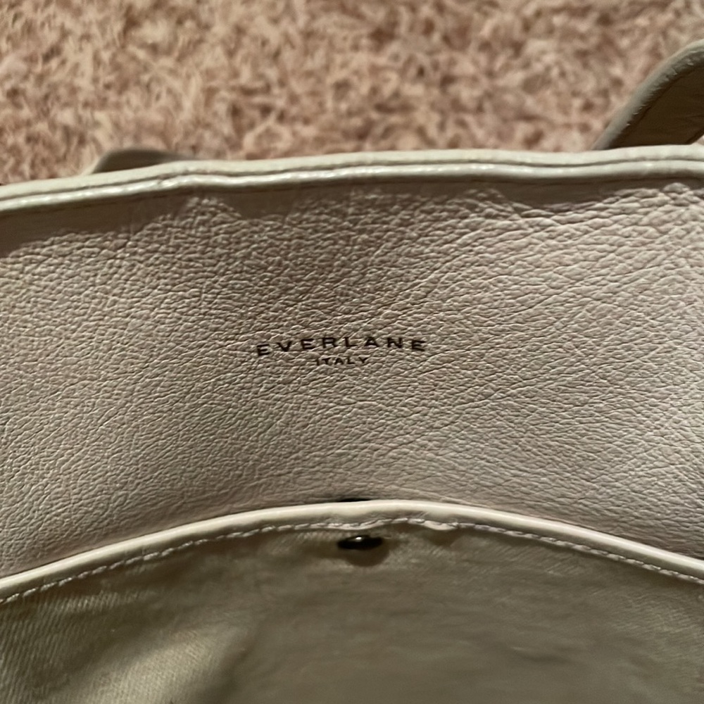 Everlane Italian Leather White / Cream Petra Tote Bag Purse with Metal Accents - Picture 12 of 16